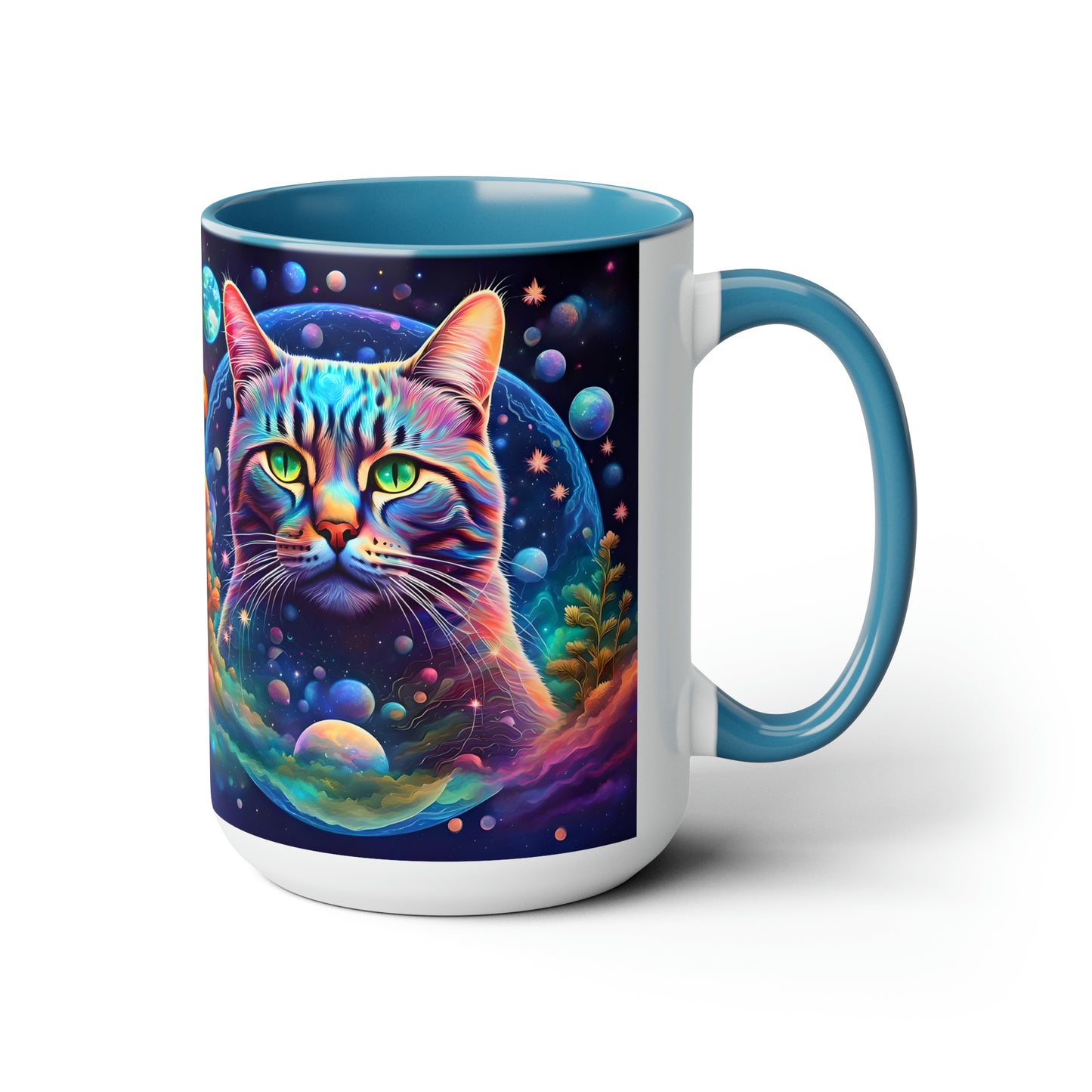 EARTH DAY CAT - Two-Tone Coffee Mugs, 15oz