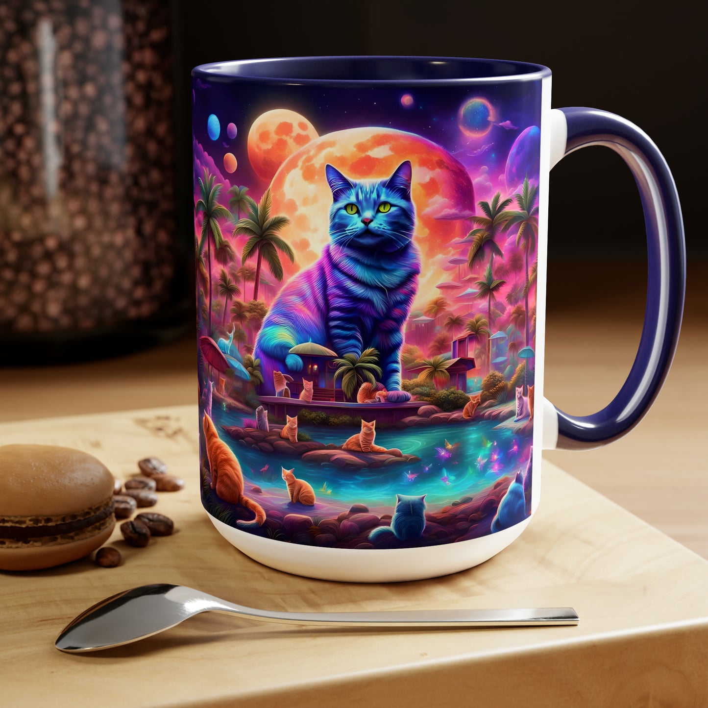 CATS SPRING BREAK - Two-Tone Coffee Mugs, 15oz