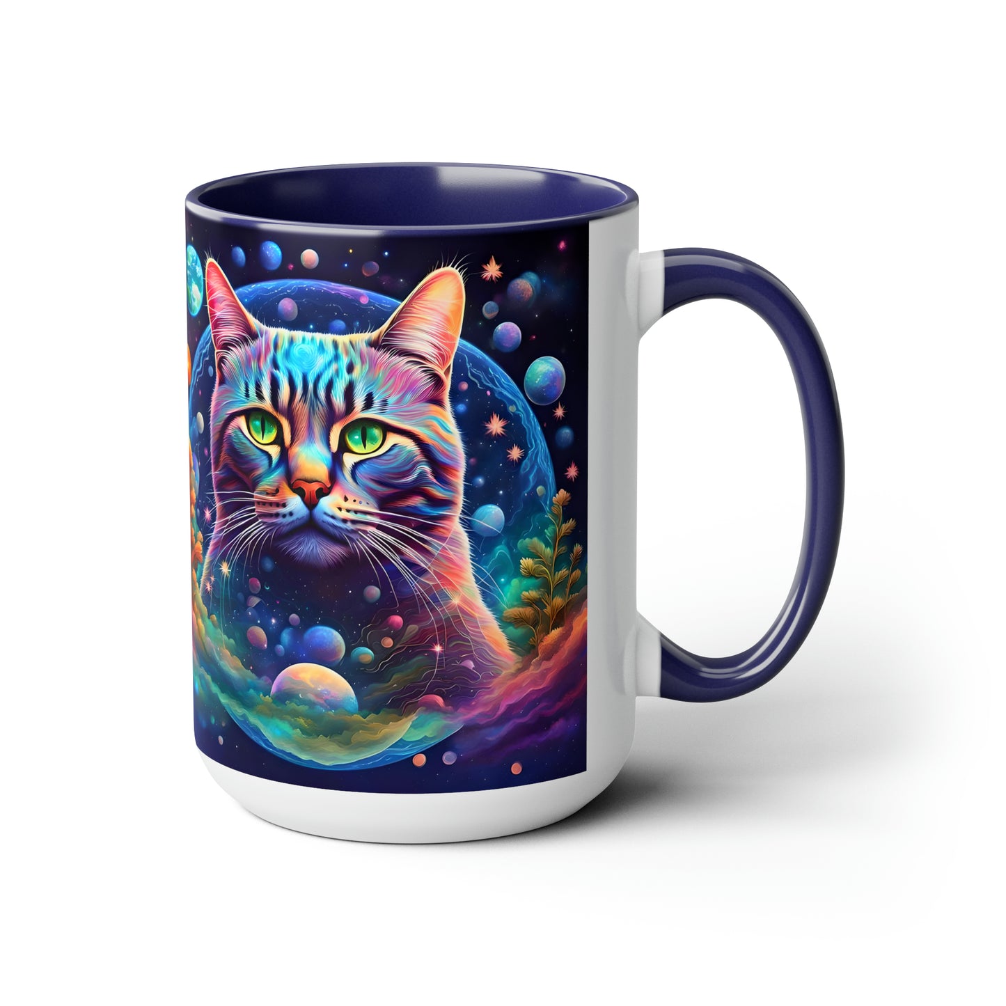 EARTH DAY CAT - Two-Tone Coffee Mugs, 15oz