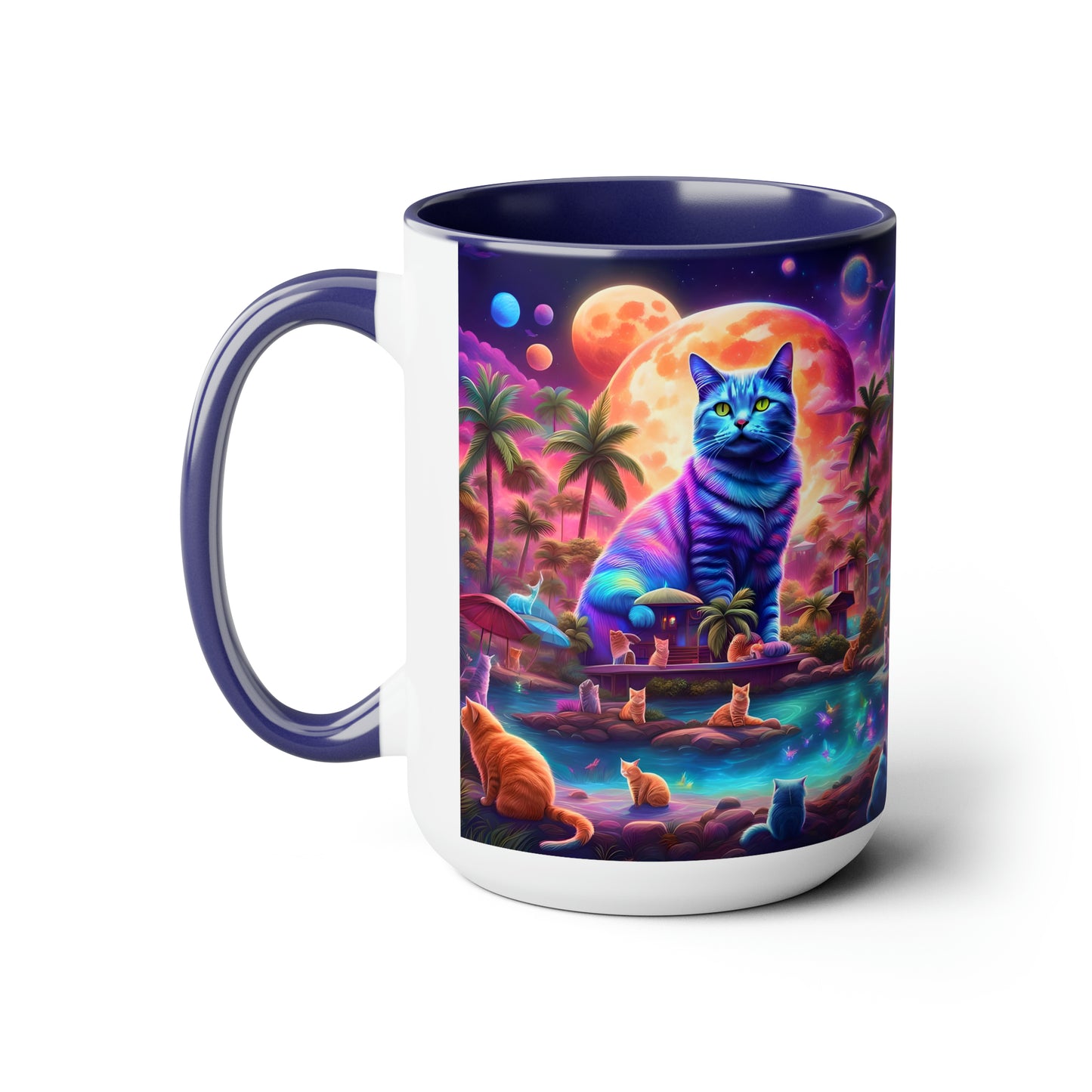 CATS SPRING BREAK - Two-Tone Coffee Mugs, 15oz