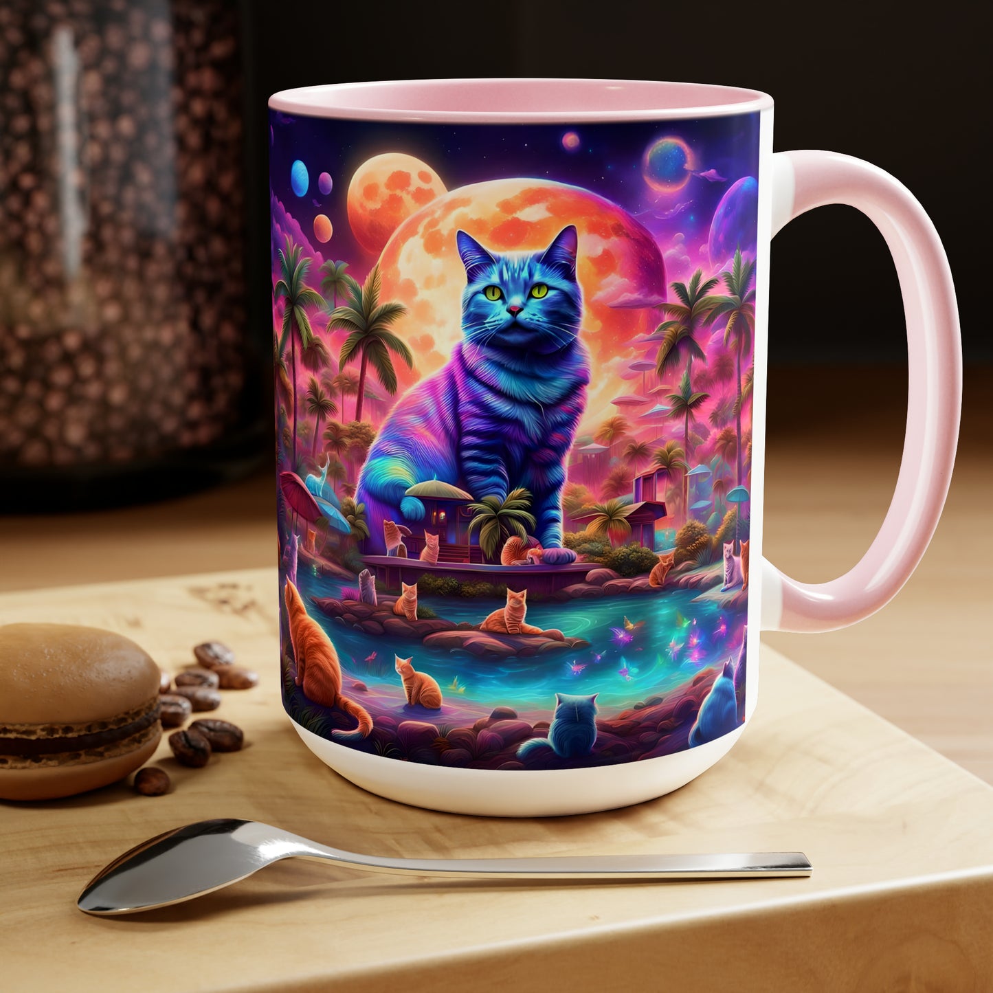 CATS SPRING BREAK - Two-Tone Coffee Mugs, 15oz