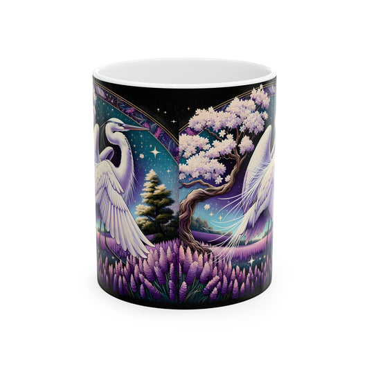 LAVENDER BIRD FIELD- Ceramic Mug, 11oz