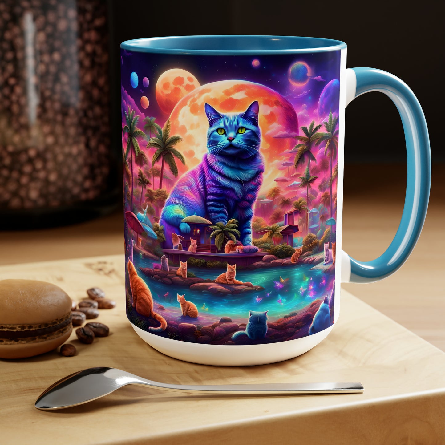 CATS SPRING BREAK - Two-Tone Coffee Mugs, 15oz