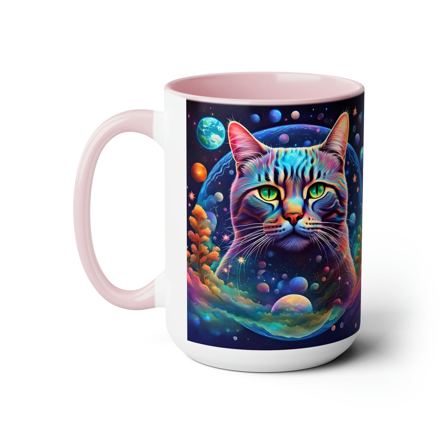 EARTH DAY CAT - Two-Tone Coffee Mugs, 15oz