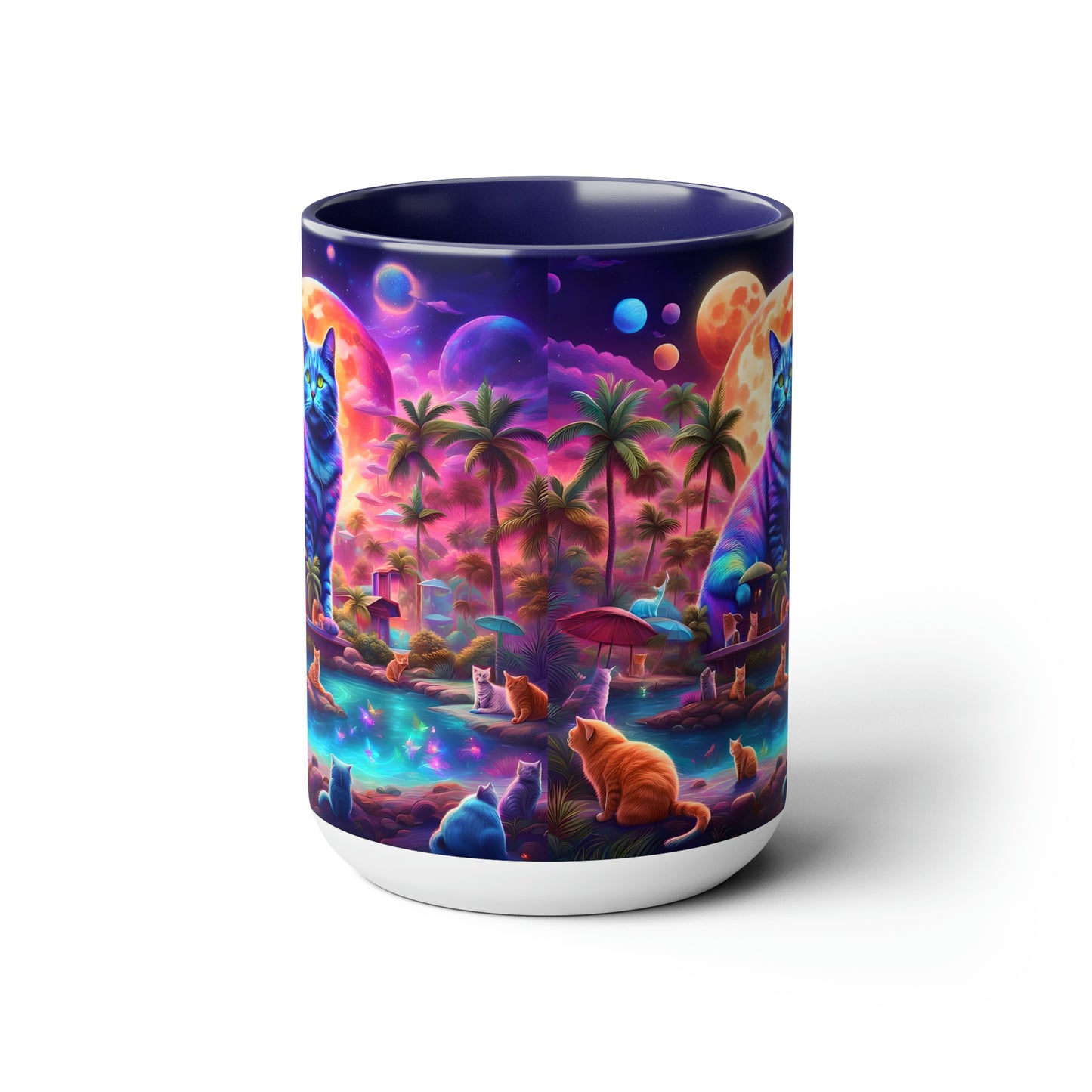 CATS SPRING BREAK - Two-Tone Coffee Mugs, 15oz