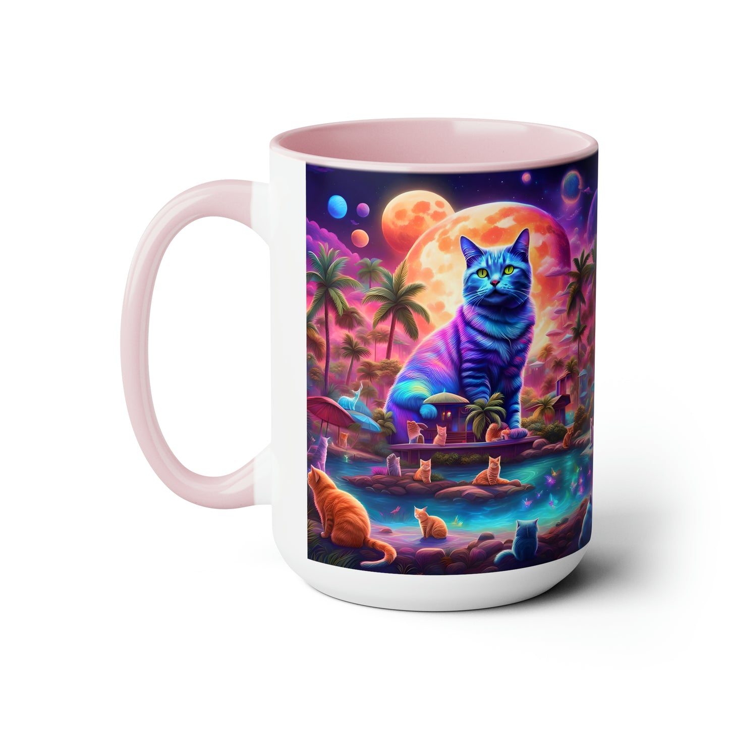 CATS SPRING BREAK - Two-Tone Coffee Mugs, 15oz