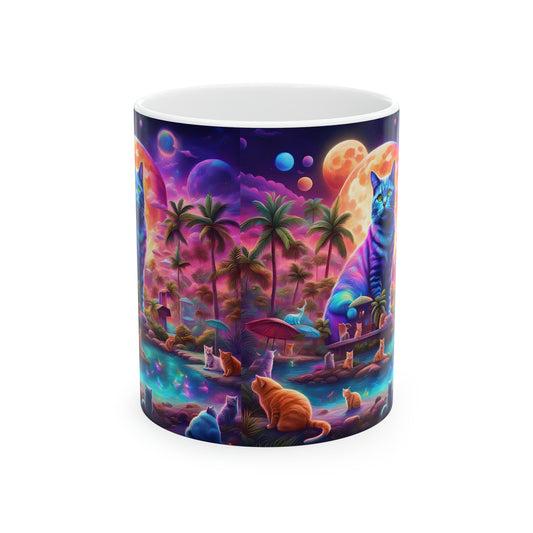 CATS SPRING BREAK - Ceramic Mug, 11oz