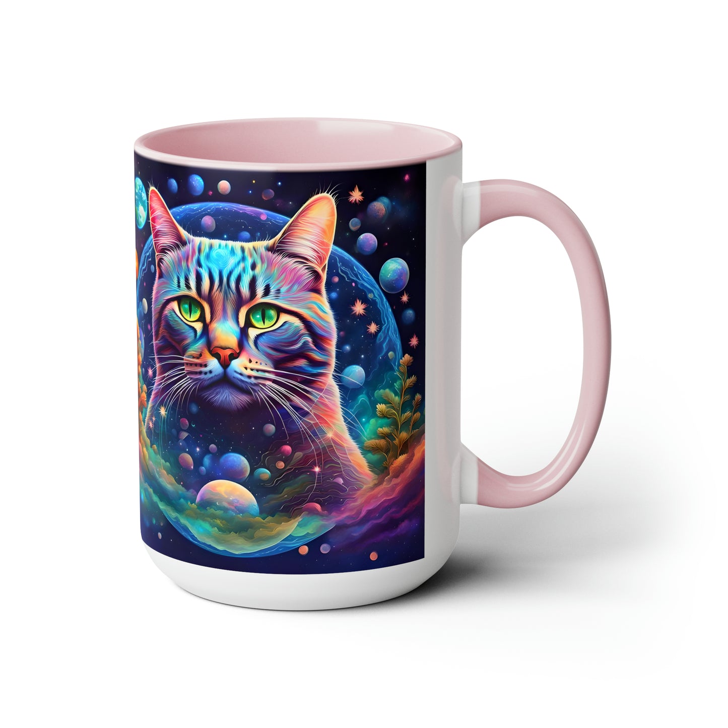 EARTH DAY CAT - Two-Tone Coffee Mugs, 15oz